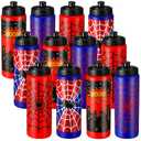 Skybooly 12 Pcs Spider Water Bottle 20 oz Plastic Squeeze Water Bottle Reusable Cup Gifts for Team Sports Travel Cartoon Theme Birthday Party Favors