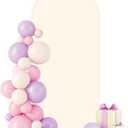 7.2FT Beige Arch Backdrop Cover, Stretch Spandex Chiara Arch Stand Cover for Wedding Birthday Baby Shower Party Decoration, Fitted Round Top Arch Background Cover