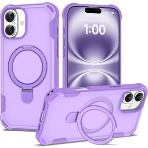 Compatible with iPhone 16 Plus Case 6.7'' with Magnetic Ring Stand [Military Drop Protection][Compatible with MagSafe] Shockproof 16 Plus Phone Case for Men Wowen,Purple