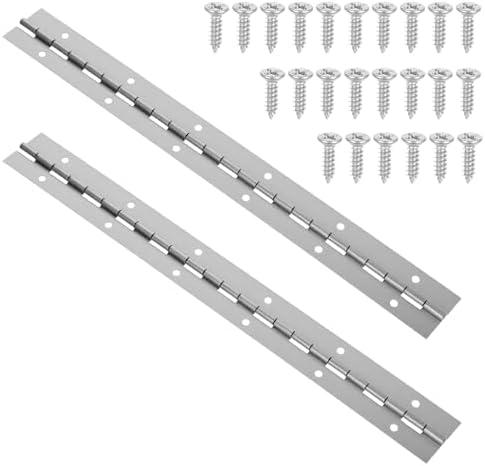 Pack of 3 12 Inch Piano Hinges, 2Pcs Boat Hinge, Stainless Steel Continuous Hinge with Screws and Pre-Drilled Holes, Heavy Duty Stainless Pianos Hinges for Piano, Boats Cabinets, Wooden Box, 24 Screw Included