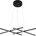 4 Strip Light 34.36'' Modern Pendent Light Chandelier Dimmable Black Adjustable Cord for Office Dining Room Kitchen Living Room Bedroom, 3000K-6000k, 30W, 85-265V