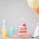 meekoo 72 Pcs Pastel Party Supplies Disposable 7" Pastel Paper Plates Napkins Paper Cups Serve 24 Guests, Macaron Color Tableware Sets for Birthday Wedding Baby Shower Party Decoration