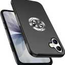 Shockproof Case for iPhone 17 6.3 inch, [Embedded Finger Ring] Military Grade Phone Case Cover with Reinforced Metal Stand Kickstand [Support Magnetic Car Holder] for iPhone 17, Black