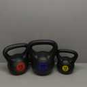 Fitvids Wide Grip 3-Piece or 4-Piece Kettlebell Exercise Fitness Weight Set, Include 5 lbs, 10 lbs, 15 lbs and 20 lbs, Set of 3 or Set of 4