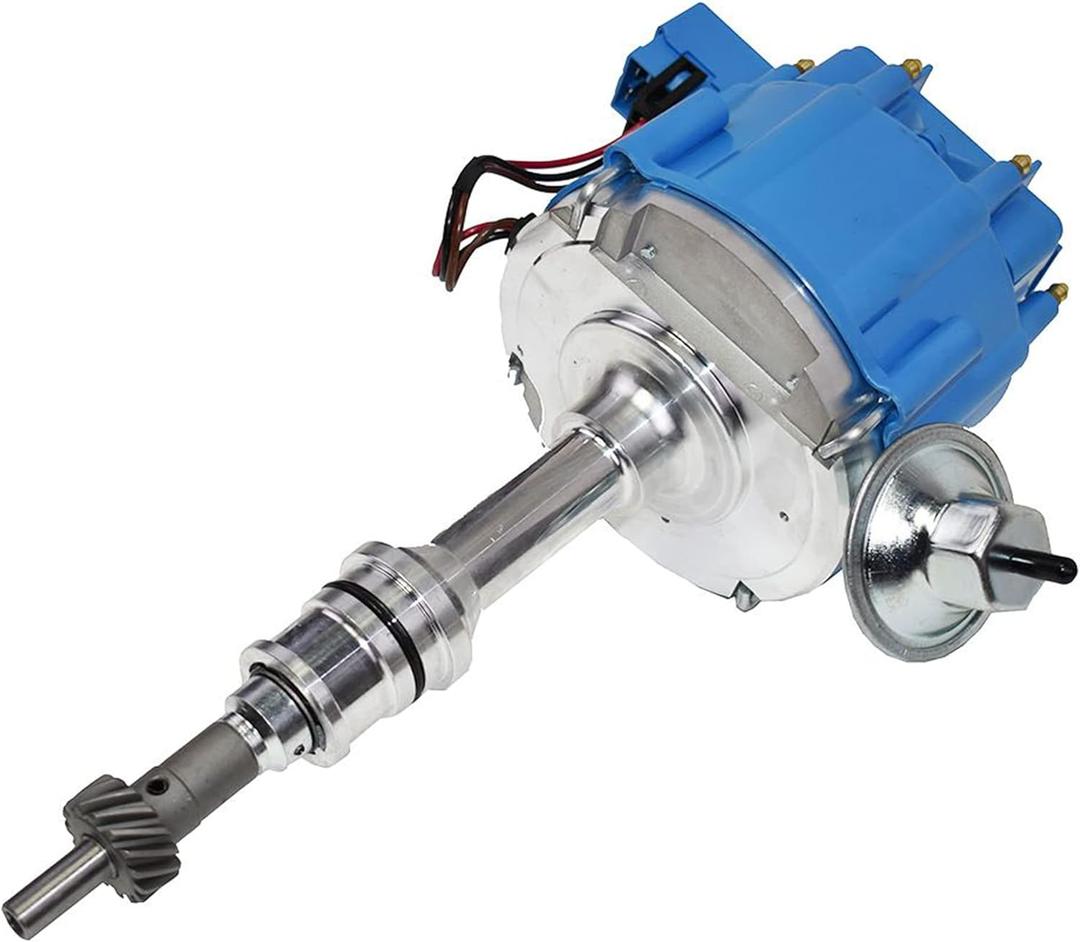 A-Team Performance - HEI Complete Distributor 65K Coil, 8 Cylinders, Small Block - Compatible with Ford 260 289 302 5.0 V8 - One-Wire Installation, Blue Cap