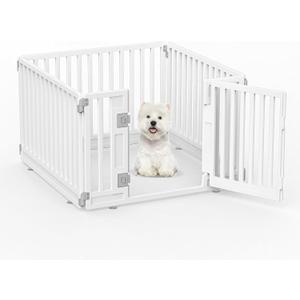 Pet Playpen with Door Dog Playpen Foldable Puppy Playpen for Puppies and Small Dogs 4-Panels Easy Assemble Easy Storing for Indoor and Outdoor, Garden Fence, Garden Border Fence (4 Panels)