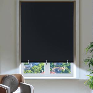 Blackout Curtains for Bedroom, Self Adhesive Indoor Blackout Blinds, No Drilling or Tools, UV Protection, Portable Roller Window Shades for Living Room Office or RV Travel (36" W  72" H, Black)