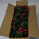 Joiedomi 9FT Christmas Flocked Garland (Cone) Pre Lit with 50 Count Warm White String Lights for Winter Christmas and Holidays, Decorated with Pine Cones, Plug in Lighted Pine Garland, Xmas Collection