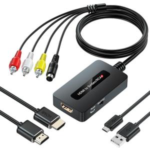 HDMI to S Video RCA Converter, 1080P HDMI to AV Composite S-Video 2 in 1 Converter for DVD/STB/PS3/PS4 to Display on Older TV with Svideo/RCA Inputs(Not Support 4k HD)