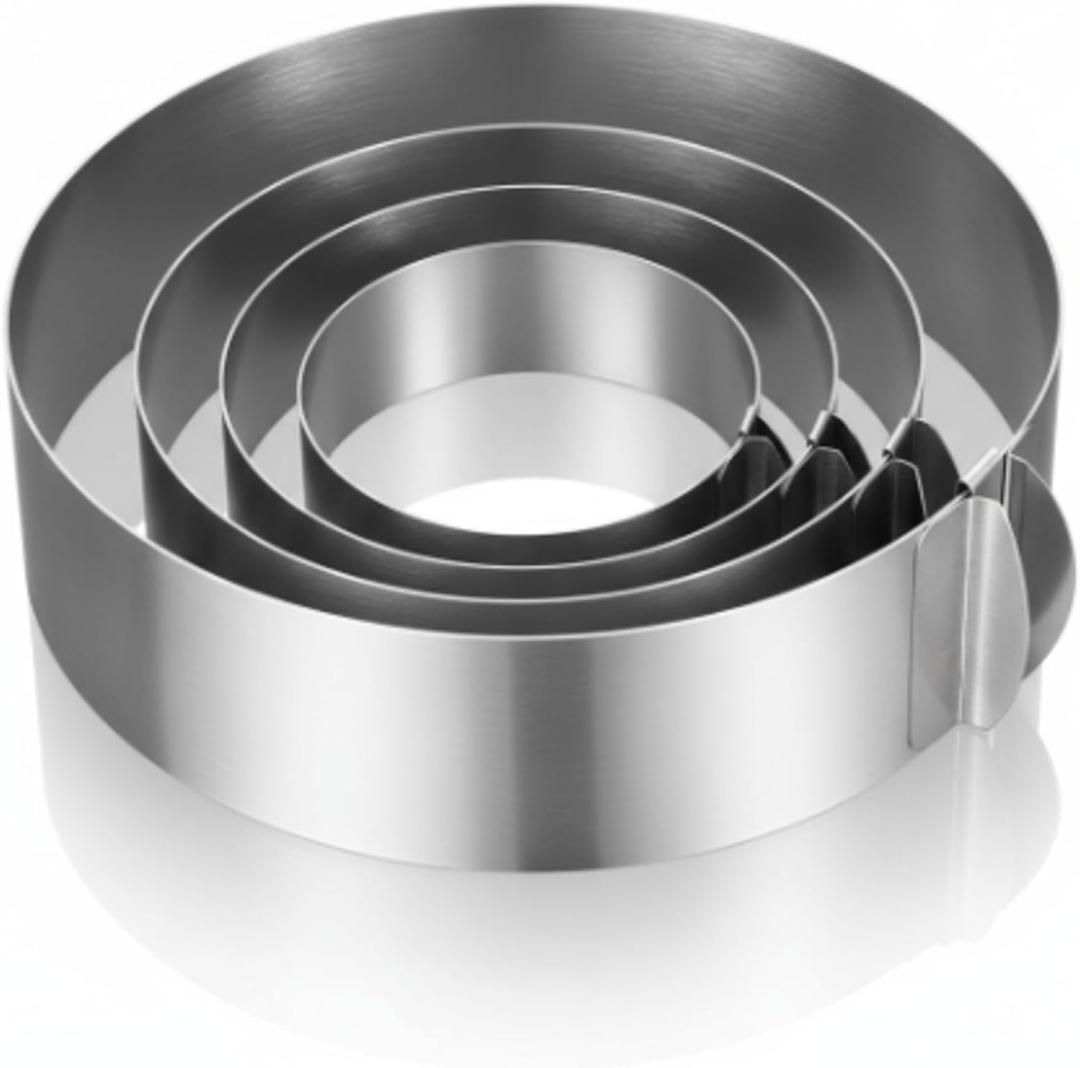 Amylove 12 Inch Round Cookie Cutter Adjustable Circle Cookie Cutter Stainless Steel Round Cake Trimmer for Baking Kit Mousse Layered Cake Biscuit Food Tiramisu Pastry