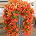 HyeFlora Bougainvillea Artificial Hanging Flowers Plants for Outdoors Decoration, 2pcs Faux Bougainvillea Vines Orange Fake Flowers Realistic UV Resistant Silk Flowers for Outside Planter Yard Porch