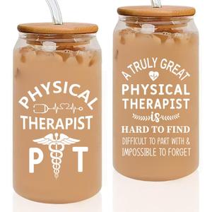 Physical Therapist Gift for Women, Gift for Physical Therapy Month, Thank You, Christmas Gifts for Physicals Therapists Assistant, 16oz Cup With Lid & Straw
