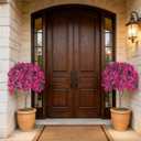 BLOSMON Bougainvillea Artificial Tree for Porch: 2-Pack 3.9ft Hot Pink Fake Flower Tree for Home Front Door Decoration - Faux Silk Floral Plant with Pot for Outdoor Garden Patio Indoor Decor