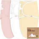 KeaBabies 3-Pack Organic Baby Swaddle Sleep Sacks - Swaddles for Newborns, Infant 0-3 Months, Baby Girls, Boys, Soft & Snug Newborn Sleep Sack, Nursery Swaddling Blankets (Daffodil)