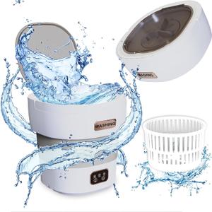 Portable Mini Washing Machine, 18L Portable Mini Washer, Collapsible Washer with Dryer, Small Foldable Laundry Washing Machine, RV, Camping, Socks, Baby Clothes, Underwear (Grey) Portable Mini Washing Machine, 18L Portable Mini Washer, Collapsible Washer with Dryer, Small Foldable Laundry Washing Machine, RV, Camping, Socks, Baby Clothes, Underwear (Grey)