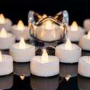 Flameless Candles, 12-Pack Tea Lights Candles Battery Operated Bulk, Flameless Tealight Candles, Realistic Tea Lights for Halloween Christmas Wedding Table Decor, 1.5'' D X 1.25'' H