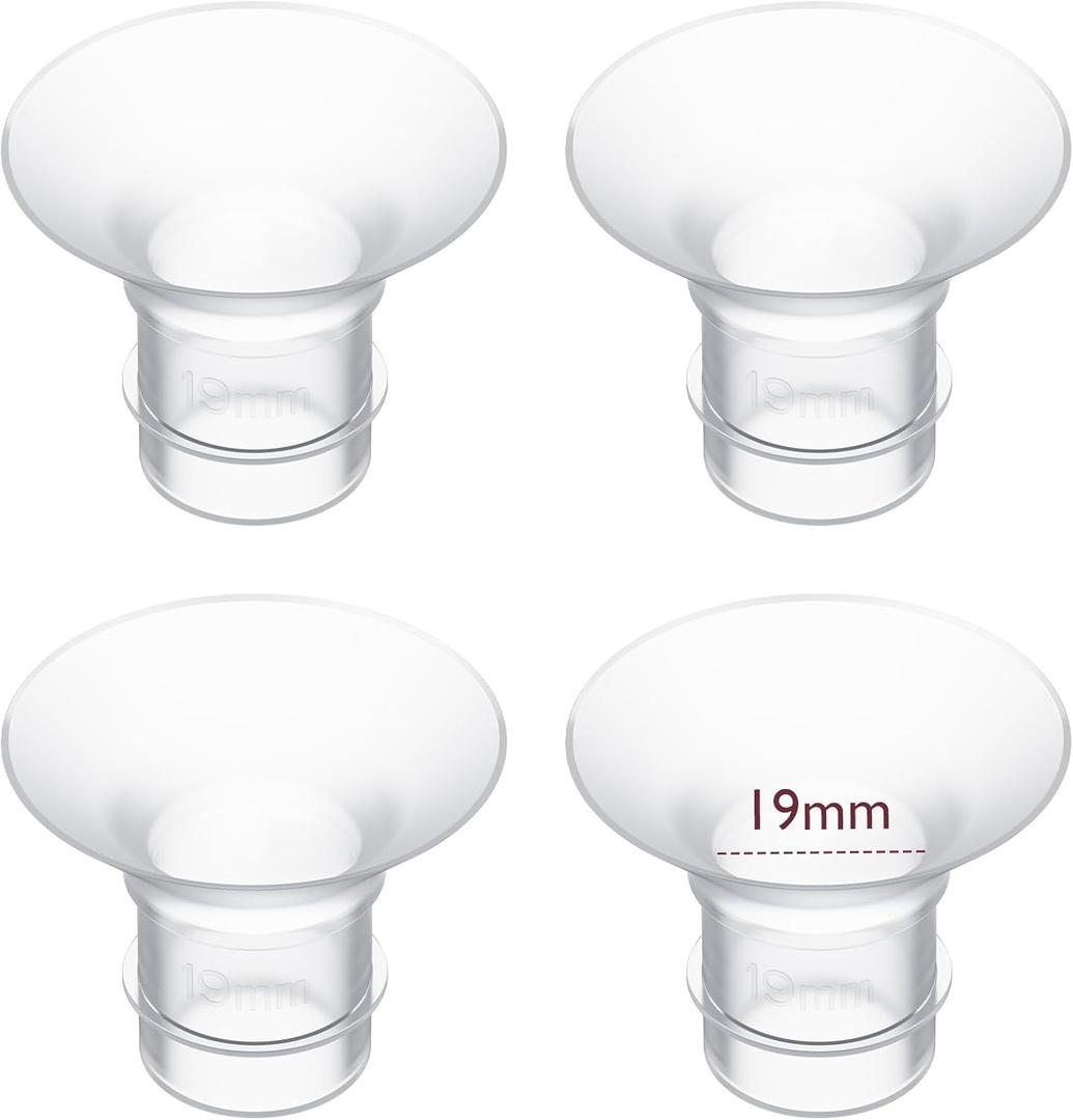 Momcozy 19mm 4Count Flange Insert Compatible with 24mm Flange/Shield of Most Pumps (Transparent)