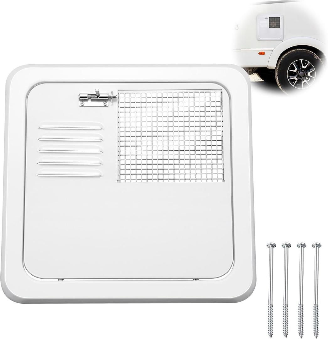 Dreyoo RV Water Heater Replacement Access Door, Compatible with Suburban 4 & 6 Gallon Water Heaters, Direct Fit Flush Mount RV Heater Cover, Polar White, Includes 4 Long Mounting Screws (6255APW)