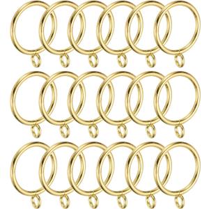PATIKIL 1.3 Inch Inner Dia Curtain Rod Rings with Eyelets, 18 Pcs Metal Drapery Ring for Curtain Rods Hoop Pins, Gold Tone