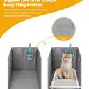 Waterproof Cat Litter Box Enclosure Splash Guard with Removable Mat, Cat Box Enclosure with 2 Hooks for Scoop, Anti-Leakage, Dust Control, Easy to Clean-24.02 x 16.14 x 16.14 inches