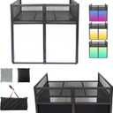 Portable DJ Booth DJ Facade DJ Table Station Two-position Height Adjustable Tabletop DJ Table Stand DJ Event Booth w/Travel Bag Black&White Scrims For Gig, Party, Show