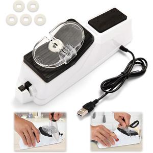 Electric Knife Sharpener,(USB) Double Sided Knife Sharpener,Quick Sharpening & Polishing,with Protective Cover