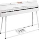 88 Key Weighted Home Digital Piano- Wooden Desk Electric Piano Transforms Between Desk and Vanity - Progressive Hammer-Action Keyboard, Perfect for Beginners with MIDI-White