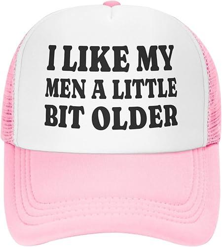 I Like My Men A Little Bit Older Hat Funny Trucker Hats Mesh Baseball Cap, Adjustable Fishing Caps Hat for Men Women