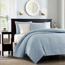 QX soft and cozy quilt Bed Set , Full/Queen size, 1 Quilt, 2 Pillow sham , Light blue