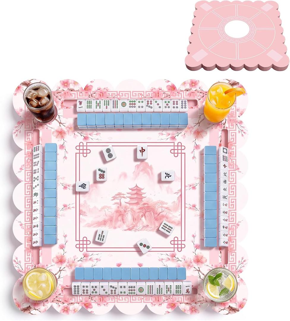 Thenshop Floating Mahjong Table for Pool Floating Game Table for Poker Cards Dominoes Summer Water Game Tray for Hot Tub Lake Beach Party 30 x 30 Inch(Chinese Style)