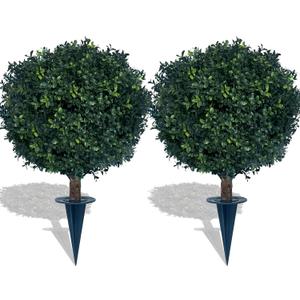 kyesyes Artificial Boxwood Ball Bush 27" Tree UV Resistance Rated with Spike. Easy to Push in The Ground.Plant Looks Great in a Planter Anywhere. Indoor/Outdoor Decor 2 Pack