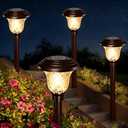 BEAU JARDIN 8 Pack Solar Pathway Lights White+Color Changing Stainless Steel 3 Mode Outdoor Multicolor Metal Solar Powered Waterproof Glass for Garden Landscape Path Yard Walkway Driveway Bronze