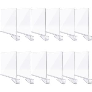 Clear Acrylic Shelf Dividers, Closet Shelf Divider and Closet Separator for Organization in Bedroom, Kitchen and Office Plastic Shelves 12 PCS