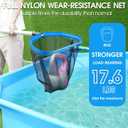 Upgraded Self-Repair Pool Net, Pool & Pond Cleaning Skimmer with Heavy Duty Nylon Net - Fine Mesh, Aluminum Frame, Deep Trash Bag for Above Ground & In-ground Pools, Leaf Skimmer Rake Net(No Pole)