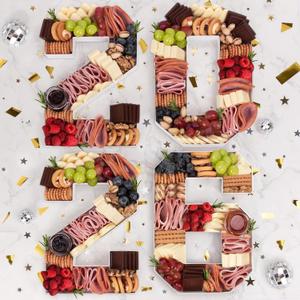 2026 Graduation Decorations - Graduation Centerpieces for Tables - 2026 Numbers Charcuterie Board Box - 10" Serving Paper Tray Decoration for Kindergarten Preschool High School College Party Supplies (White)