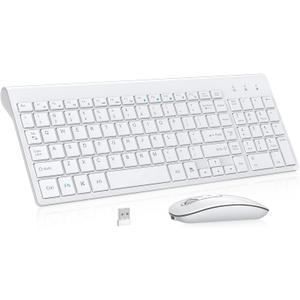 cimetech Wireless Keyboard and Mouse, [Rechargeable Mouse][Silent Scissor Switch Key][Labor-Saving Buttons]Ultra Slim Wireless Computer Keyboard and Mouse, Easy Setup for PC/Laptop/Mac/Windows - White