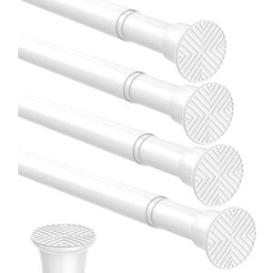 4pack Spring Tension Rods 18-36 Inch Adjustable White Tension Rod Spring Rod Extendable Short Curtain Rod Spring Loaded Curtain Rods Tension Rod for Curtains,Closet,Kitchen
