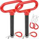 Wellmax 2-Pack 5/8" x 4-1/2" Steel Hitch Pin with 4pcs 3" R Clip, Clevis Pin Hitch with Rubber-Coated Handle, Red Color