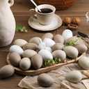 Weysat 32 Pcs Easter Speckled Eggs Neutral Plastic Fake Chicken Eggs 2.36'' Textured Easter Decor Pastel Bowl Vase Fillers Farmhouse Spring Decorations for Vintage Home Table DIY Craft (Brown)
