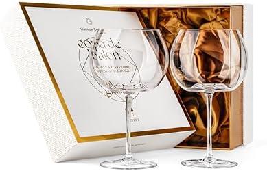 GLASSIQUE CADEAU Large 25 oz Copa de Balon Cocktail Glasses | Set of 1 | Big Crystal Balloon Goblets for Gin and Tonic, Sangria, Aperol Spritz, Limoncello Spritz, Hugo | Elegant Long Stemmed Glassware