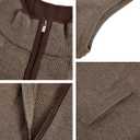 Ryannology Mens Sweater Vest Zip up Casual Sleeveless Cardigan Knitted Stand Collar Regular Fit Jacket with Pockets (Brown)