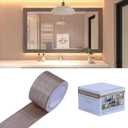 2 x Wood Grain Wallpaper Border Removable PVC Waterproof Peel and Stick Wallpaper, Bathroom Mirror Frame Wall Decor Window Door 1.96'' x 393 (Black locust wood)