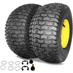 MAXROLLORS (2 Pack) 15x6.00-6 Tubeless Front Tire and Wheel, 3/4" Bearings, 3" Offset Hub, 4-Ply, Compatible with 100 and 300 Series John Deere Riding Mowers