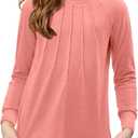 storeofbaby Girls Long Sleeve Shirts Casual Front Pleats Tops Round Neck Blouses 4-14 Years