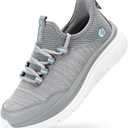 FitVille Wide Walking Shoes for Womens Slip On Sneakers Hands Free Running Shoes Slip On Tennis Shoes Women Comfy Workout Gym for Plantar Fasciitis Ash Gray 7 Wide
