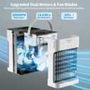 Portable Air Conditioner, Upgraded Motor Evaporative Air Cooler with Remote, 3 Speeds & 3 Mist, 7 Color Night Light Cooling Fan with 2-8H Timer, 1100ML Personal AC Unit for Bedroom Office