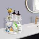 2 Tier Lazy Susan Bathroom Organizer, 9.25Inch Clear 360 Rotating Makeup Organizer for Vanity, Skincare Organizers Perfume Organizer, Spice Rack Organizer for Cabinet- Home Organization and Storage