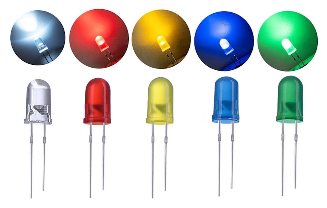 50 PCS Colorful 5mm LED Light Diodes, LED Circuit Assorted Kit for Science Project Experiment (10pieces/Color)