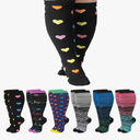 Jspupifip 5 Pairs Plus Size Compression Socks for Women Wide Calf Extra Large Knee High Support for Travel Yoga Running Circulation.XXL