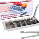 Stainless Steel Ice Cube Trays with Detachable Handle, 18-Slot Metal Ice Cube Trays & Tweezers for Bars Kitchens Freezer